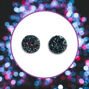 Tiny Confetti Blue and Pink Glitter Stud Earrings